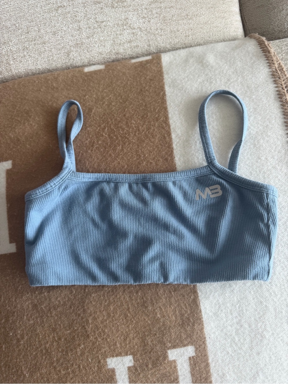 M.B. Sky Blue Ribbed Sports Bralette